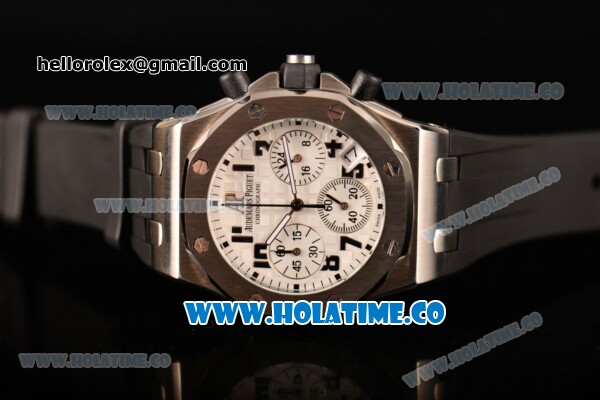 Audemars Piguet Royal Oak Offshore Miyota OS20 Quartz Steel Case with White Dial and Black Arabic Numeral Markers (EF) - Click Image to Close